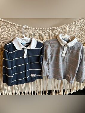 Kids Long-Sleeve Polo Shirt - Navy Stripe